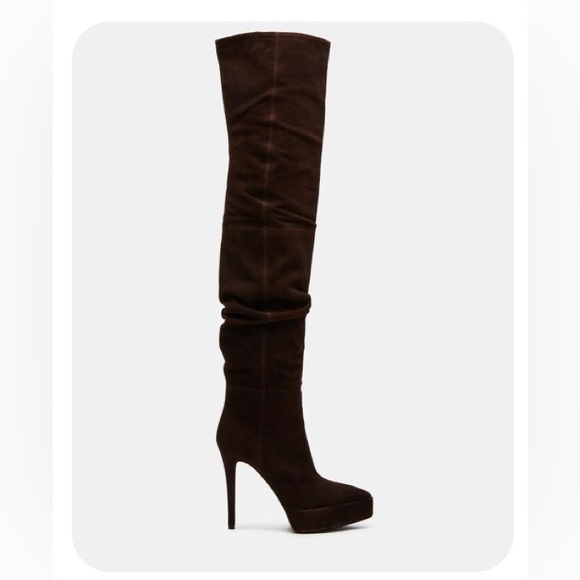 Brown Suede Ashley thigh high Over-the-Knee platform Boots OTK Steve Madden 9 40 - Picture 1 of 3